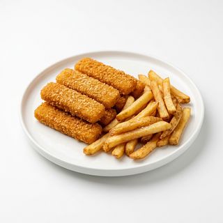 Barritas de pescado con patatas fritas
