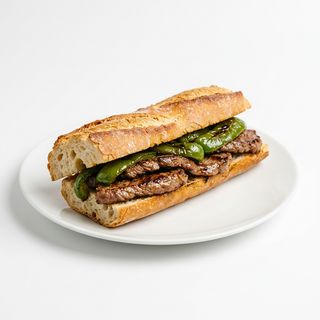 Bocata de ternera y pimiento verde