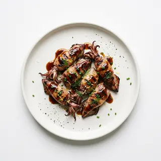 Chipirones A La Plancha Con Salsa De Ostras