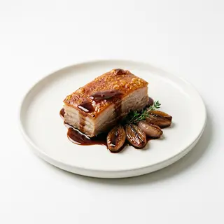 Cochinillo al horno deshuesado con salsa de Oporto y chalotas
