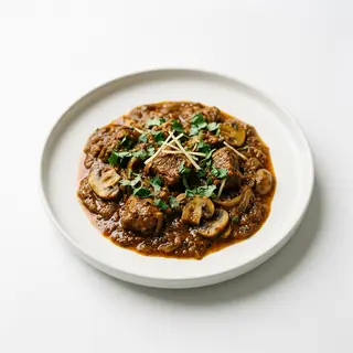 Cordero Balti con Champiñones