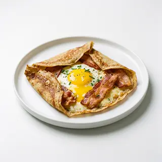 Crep con queso, huevo y bacon