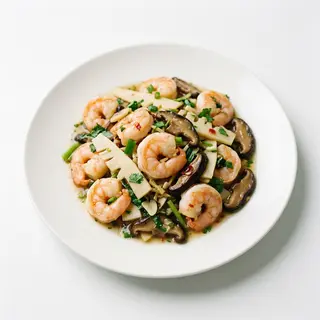 38 Gambas Con Bambú Y Setas Chinas