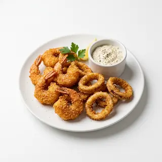 Gambas Y Calamares Fritos Con Salsa