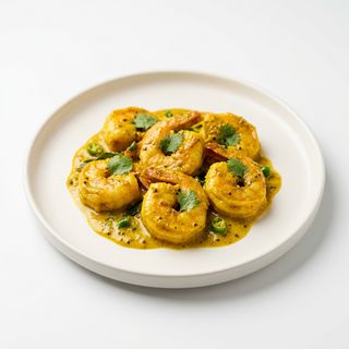 Gambas con salsa curry