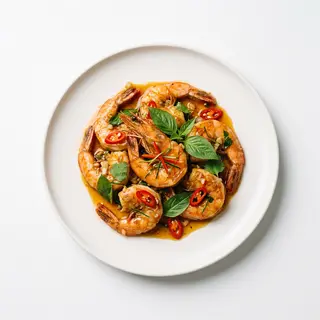 Gambas salteadas estilo thai