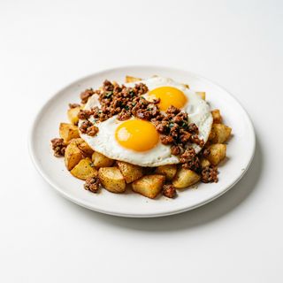 Huevos Rotos Con Picadillo