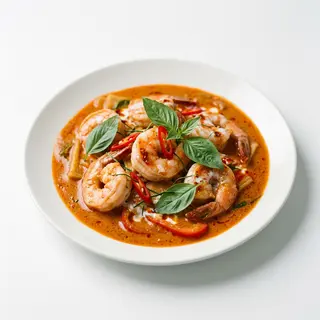 Langostinos al curry rojo