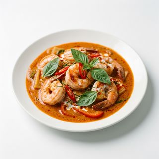 Langostinos al curry rojo