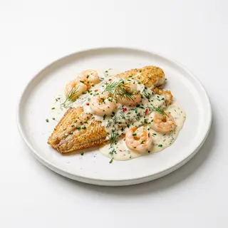 Sole Fish With Prawn Sauce