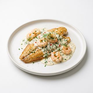 Sole Fish With Prawn Sauce