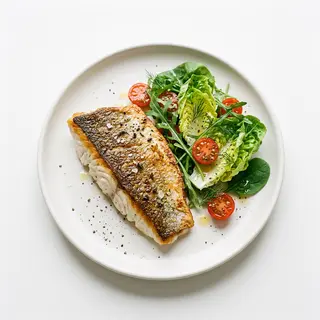 Lubina con ensalada