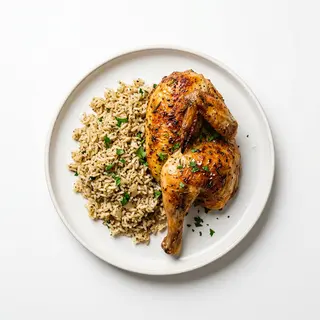 Medio Pollo Con Arroz