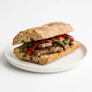 Pan Con Ternera Y Pimientos