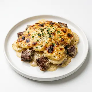 Patatas Gratinadas + Carne De Vacuno