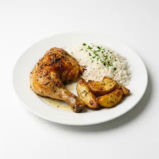Pollo Asado Con Patata Y Arroz Basmati