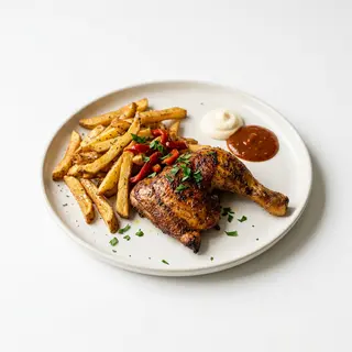 Pollo Asado Con Patatas Fritas
