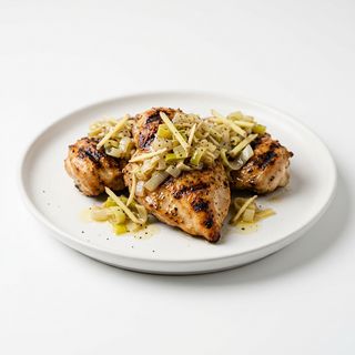 Pollo con Puerros y Jengibre a la Plancha