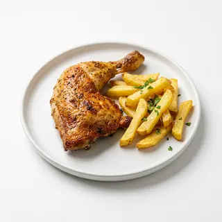 Pollo de corral gallego + patatas fritas