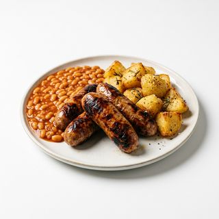 Salchichas Inglesa Con Alubias Y Patatas