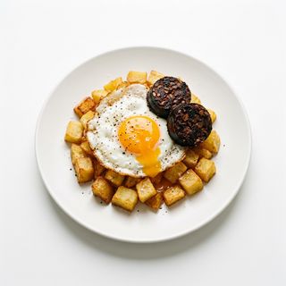 Sartenada Con Patatas, Huevo Y Morcilla