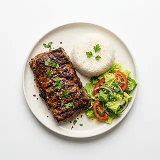 Sobrebarriga A La Plancha Con Arroz Y Ensalada