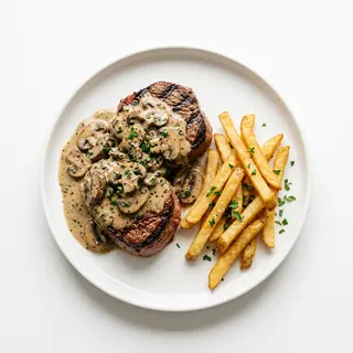 Solomillo con Salsa Champiñones