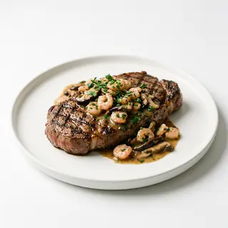 Solomillo gamberetti funghi