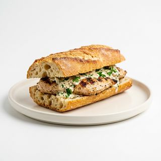 Bocadillo De Pollo Empanado + Jamón Serrano + Queso + Salsa