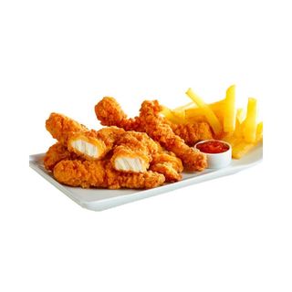 Pollo Crujiente Con Patatas Fritas
