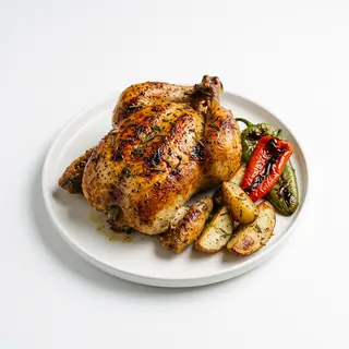 Pollo Con Patatas Y Pimientos mas pan