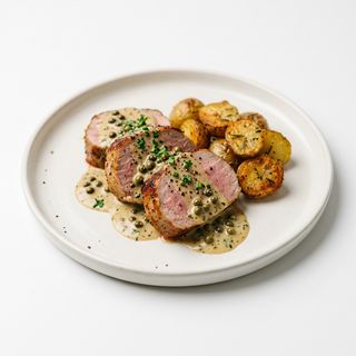 Solomillo a la pimienta verde