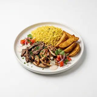 Plato De Shawarma Con Arroz Y Patatas