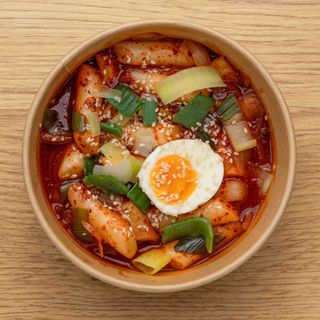 Pastel De Arroz Frito Picante Coreano Con Calamares韩式炒鱿鱼