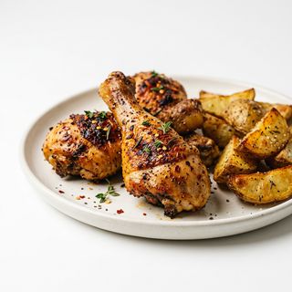 Fusi di pollo piccantini con patate al forno