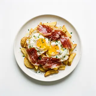 Huevos rotos con jamón