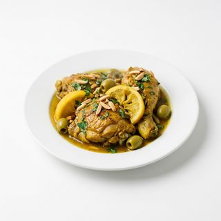 Tajine De Pollo Al Limón Y Aceitunas Verdes (Ración)