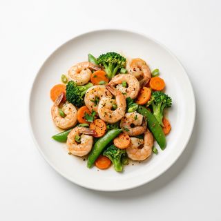 88.Gamberetti saltati con verdure 什菜炒虾仁