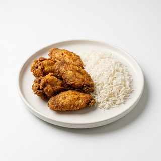 Alitas Crujientes (5 Uds.) Con Arroz