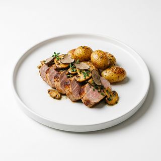 Solomillo con boletus y trufa