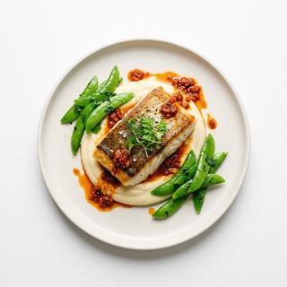 Halibut w sosie chorizo