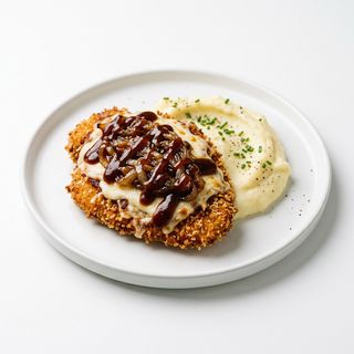 Crunch, purè di patate, cipolla, formaggio, salsa bbq