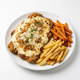 Milanesa fugazzeta para dos