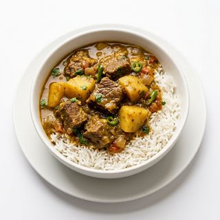 79.Manzo al curry con patate con riso bianco 咖喱土豆牛肉盖饭