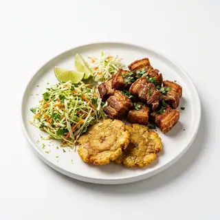 Cochino Frito Con Tostón Y Ensalada