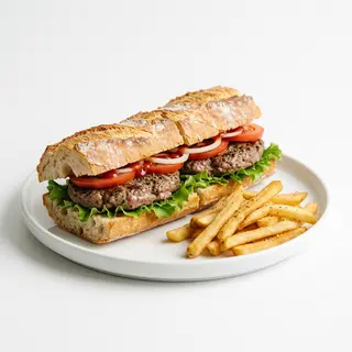 Bocadillo L'Américain Con Patatas Fritas