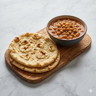 Curry de garbanzos con panes frito (2 uds.) 