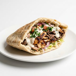 Shawarma Pan Pita Mixto Solo Carne Con Salsa