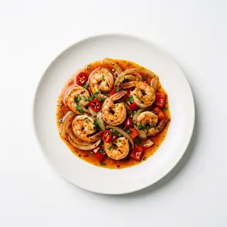 186 Gamberi con salsa piccante