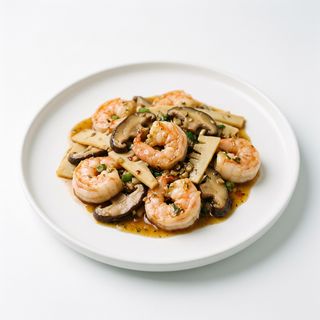 GAMBAS CON BAMBU Y SETAS